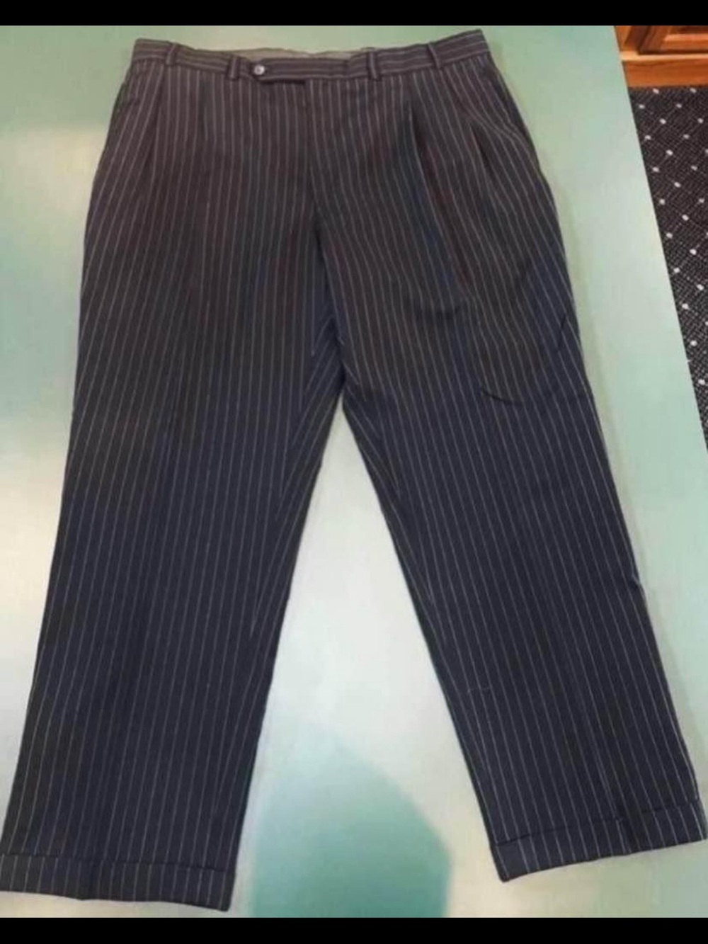 Men's Black Pinstripe Dress Trousers